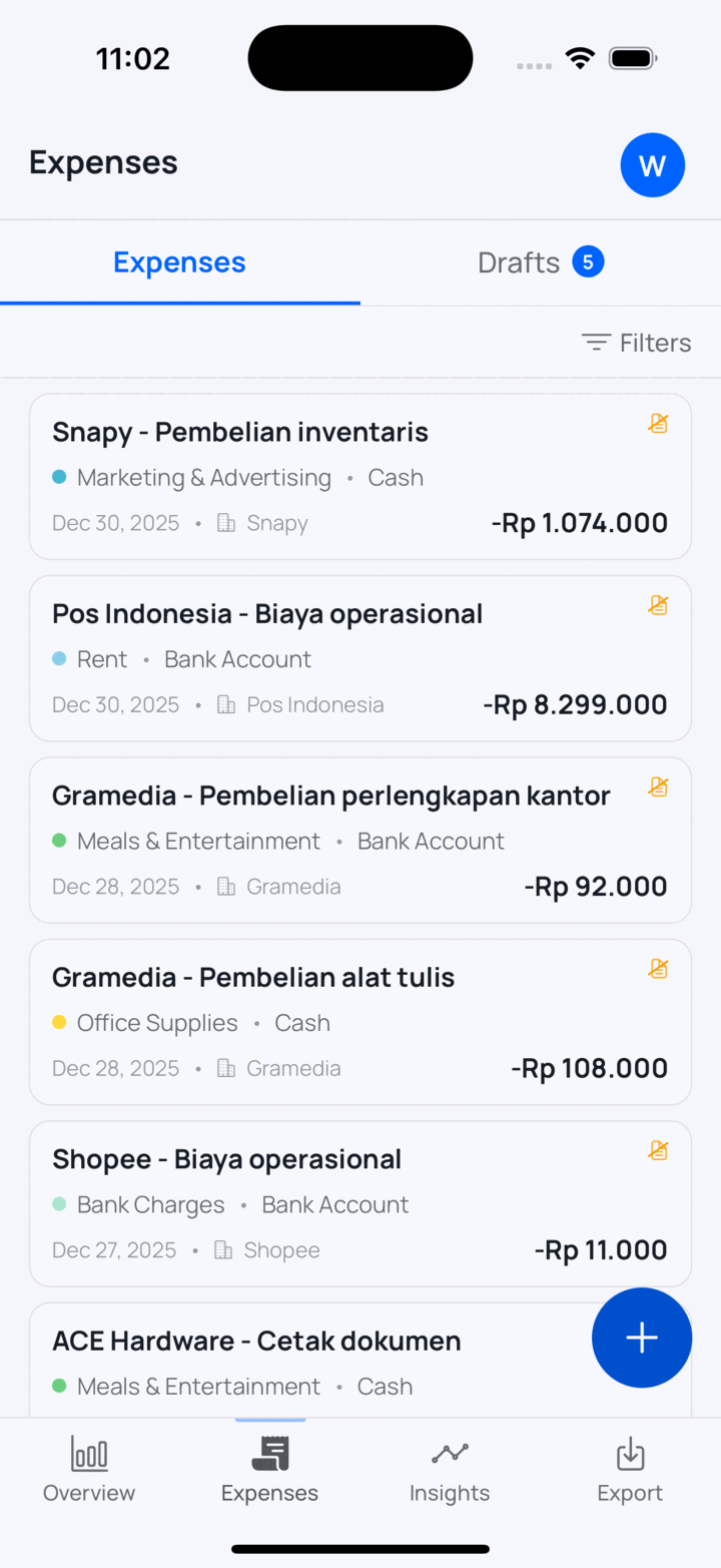 Expenses List